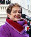 Danish actress Ghita Nørby, wearing a purple coat.