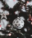 Christmas tree with baubles close-up.